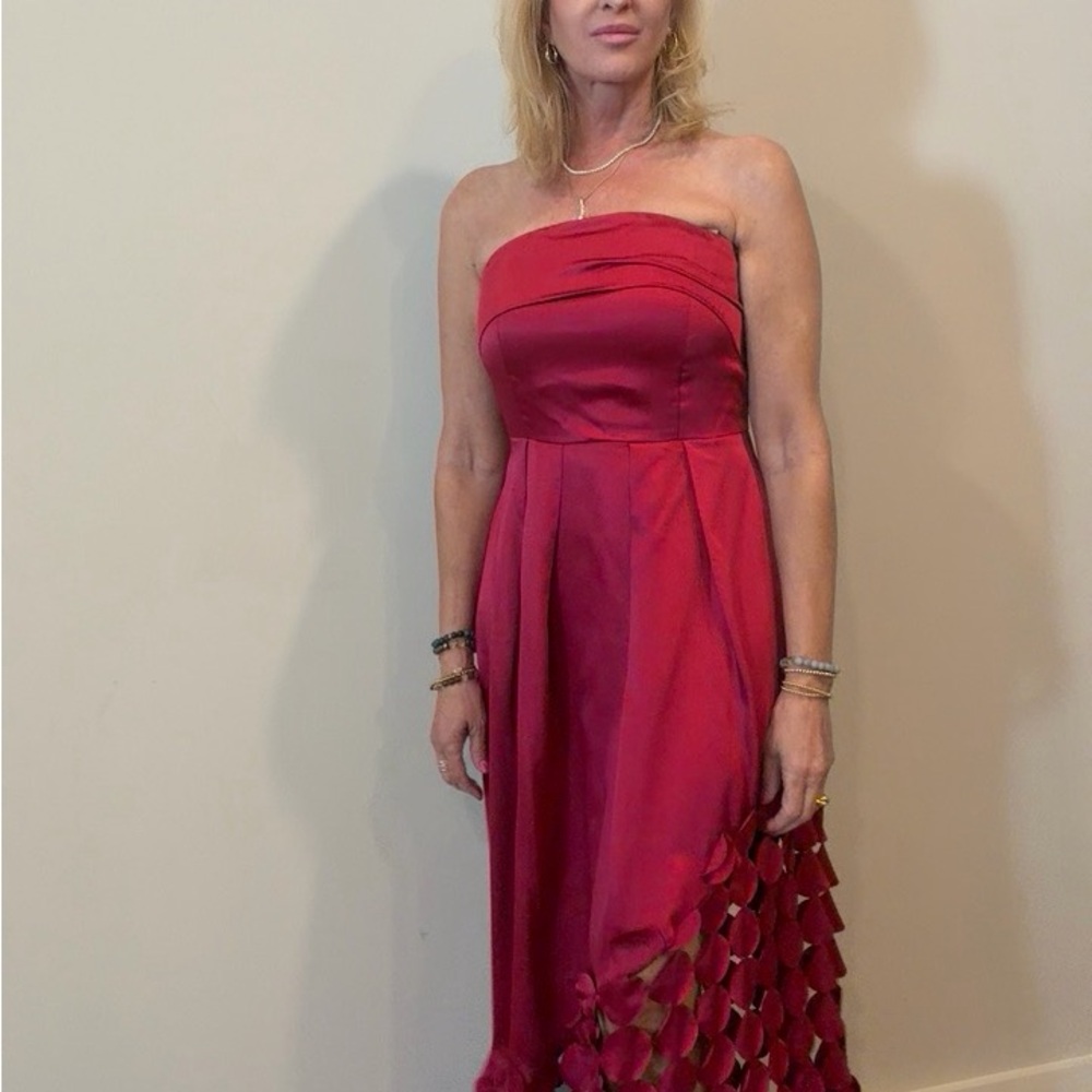 Strapless Red Evening Dress